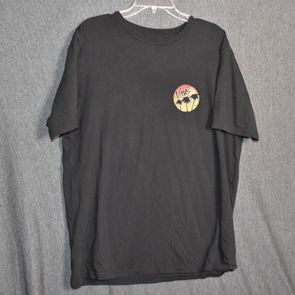 VANS Men's XL Palm Tree Short Sleeve Crewneck Black Shirt
